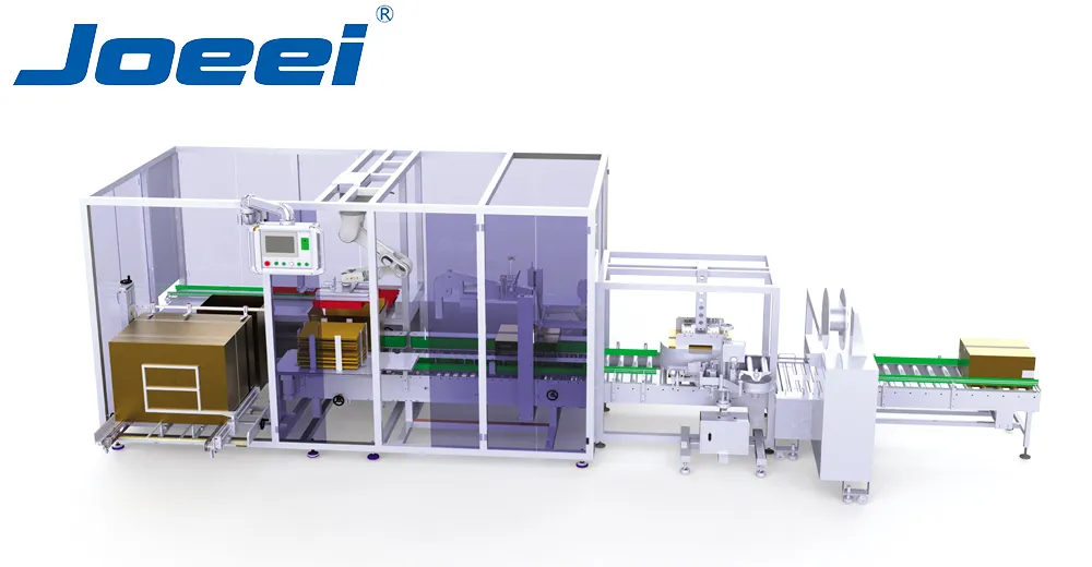 ZY-CP550 grab-type automatic packing machine integrated KUKA robot, gmp-compliant robotic grab-loading case packer for pharmaceutical boxes and bottles